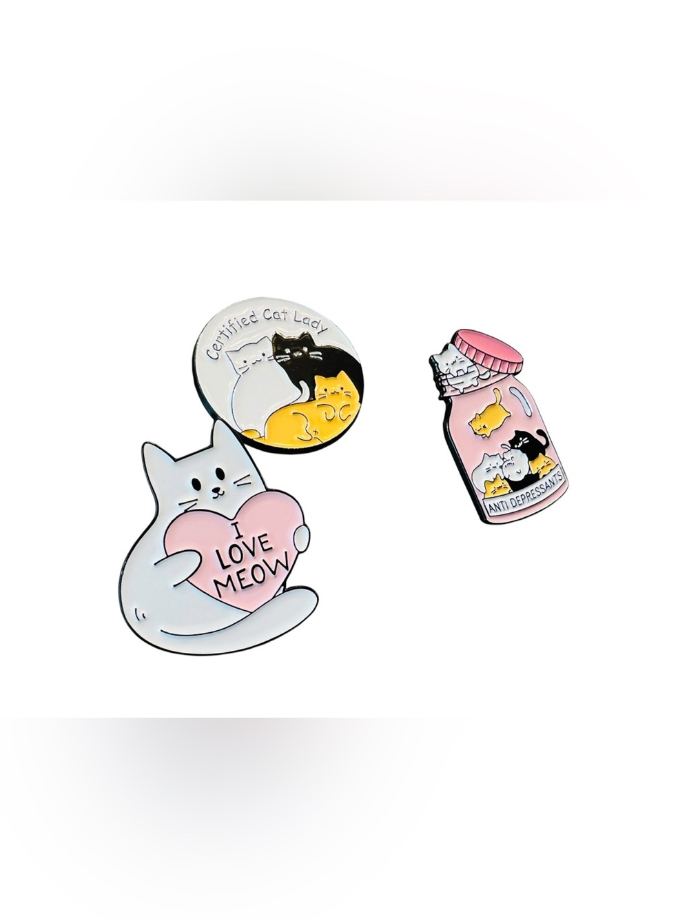 Cute Cat Enamel Pin Set - Picture 1 of 4